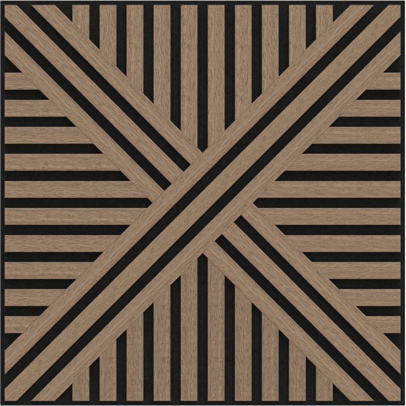 Mexen Linea 05 akustický nástěnný panel 60 x 60 cm (4ks), plsť 9 mm, technická dýha, světlý ořech - S110-60607-05-047