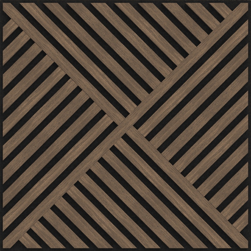 Mexen Linea 08 akustický stěnový panel 60 x 60 cm (4ks), plsť 9 mm, technická dýha, Tmavý ořech - S110-60607-08-044