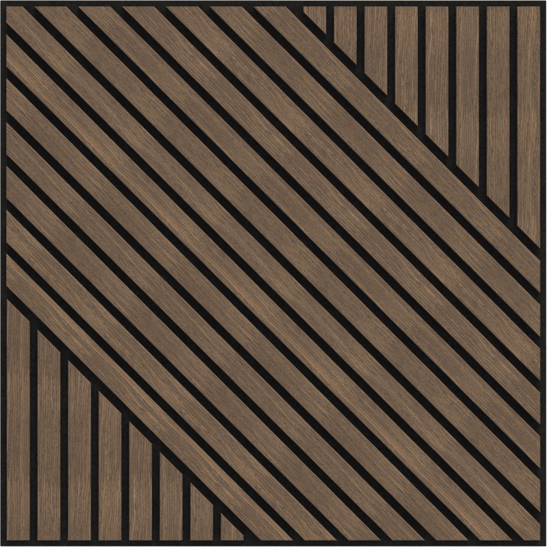 Mexen Linea 26 akustický nástěnný panel 60 x 60 cm (4ks), plsť 9 mm, technická dýha, Tmavý ořech - S110-60607-26-044