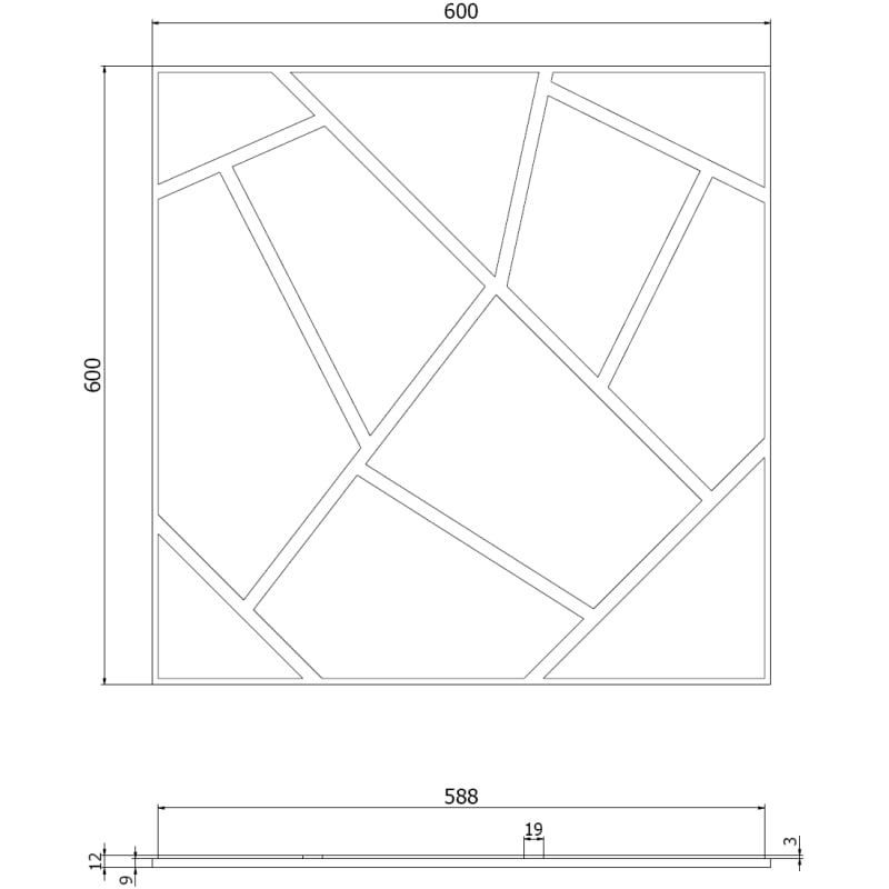 Mexen Form 04 akustický nástěnný panel 60 x 60 cm (4 ks), plsť 9 mm, Zrcadlo - S111-60607-04-099