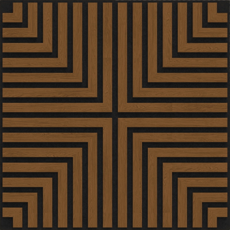 Mexen Linea 02 akustický stěnový panel 60 x 60 cm (4ks), plsť 9 mm, technická dýha, Přírodní dub - S110-60607-02-042