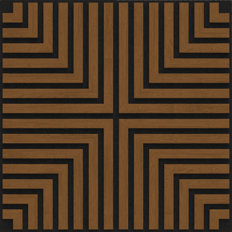 Mexen Linea 02 akustický stěnový panel 60 x 60 cm (4ks), plsť 9 mm, technická dýha, Přírodní dub - S110-60607-02-042