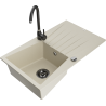 Mexen Cesar granitový dřez 1-komorový s odkapávačem a kuchyňskou baterií Telma, béžový - 6514-69-670200-70