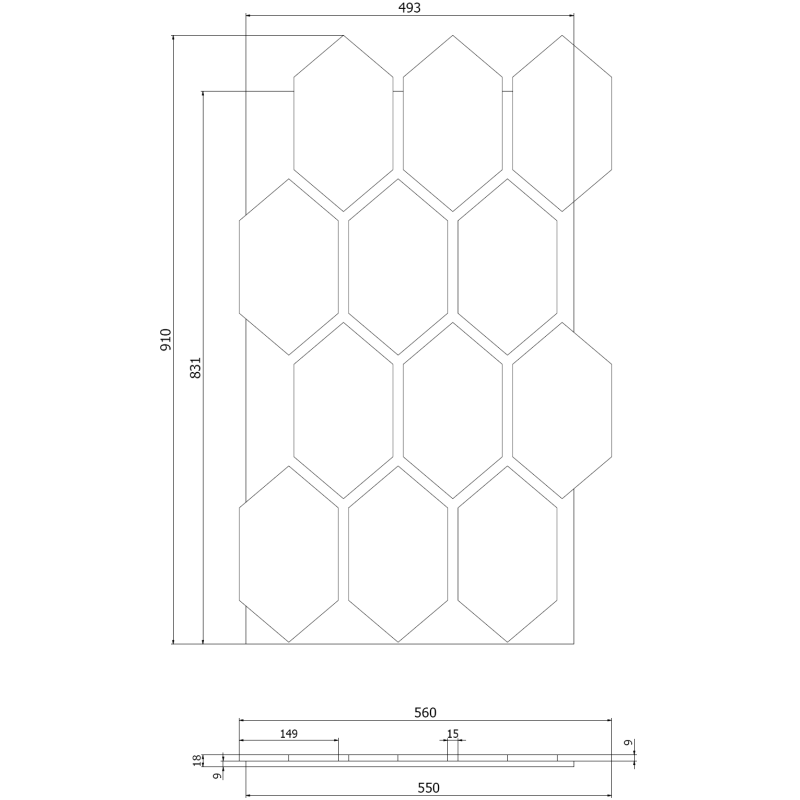 Mexen Lam-B nástěnné lamely 275 x 30 cm, HDF deska 4 mm, technická dýha, Pískový Dub - S100-275307-3015-001