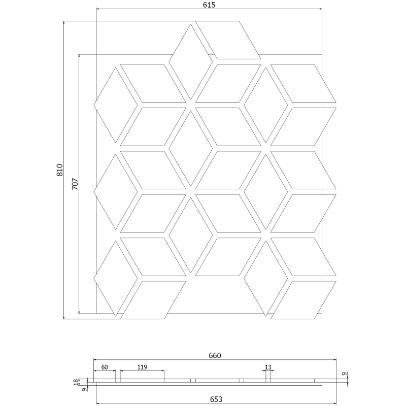 Mexen Lam-B nástěnné lamely 275 x 30 cm, HDF deska 4 mm, technická dýha, Pískový Dub - S100-275307-3015-001