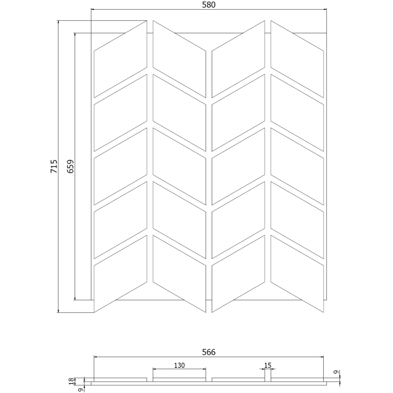 Mexen Lam-B nástěnné lamely 275 x 30 cm, HDF deska 4 mm, technická dýha, Pískový Dub - S100-275307-3015-001