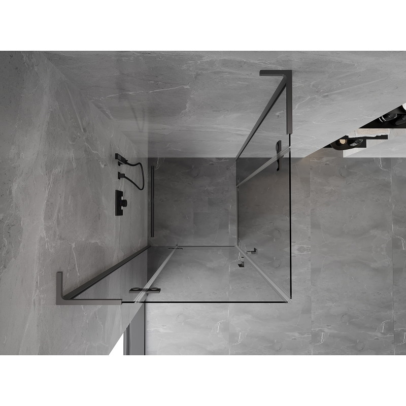 Mexen Mist-H L Duo sprchový kout otevíravý 80 x 80 cm, transparentní, gun metal - 8A5L-080L-080P-95-00