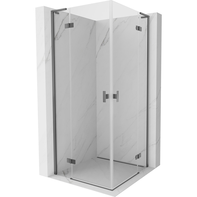 Mexen Mist-H L Duo sprchový kout otevíravý 80 x 80 cm, transparentní, gun metal - 8A5L-080L-080P-95-00