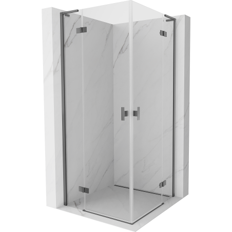 Mexen Mist-H L Duo sprchový kout otevíravý 80 x 80 cm, transparentní, gun metal - 8A5L-080L-080P-95-00