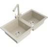 Mexen Mario dvoukomorový granitový dřez s kuchyňskou baterií Duero, béžový - 6504-69-671600-69