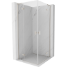 Mexen Mist-H L Duo sprchový kout s otevíracími dveřmi 80 x 80 cm, transparentní, kartáčovaný nikl - 8A5L-080L-080P-97-00