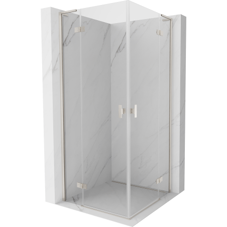 Mexen Mist-H L Duo sprchový kout s otočnými dveřmi 85 x 85 cm, čirý, kartáčovaný nikl - 8A5L-085L-085P-97-00