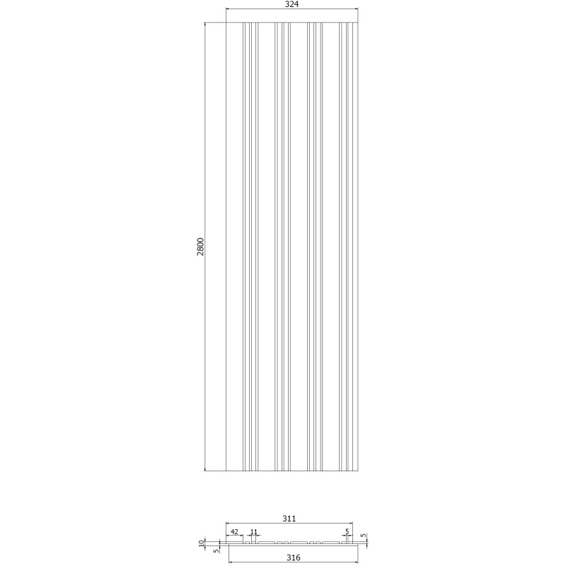 Mexen Lam-F Nano 01 akustické stěnové lamely 280 x 32,4 cm, plsť 5 mm, technická dýha, Černý Dub - S108-280-01-046