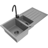 Mexen Andres dřez granitový 1,5-komorový s odkapávačem a kuchyňskou baterií Telma, šedý - 6515-71-670200-70-B