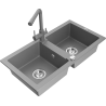 Mexen Mario dvoukomorový žulový dřez s kuchyňskou baterií Duero, šedý - 6504-71-671600-71