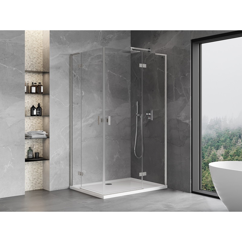 Mexen Mist-H L Duo sprchová kabina otočná pravá 105 x 120 cm, transparentní, kartáčovaný nikl - 8A5L-105L-120P-97-00