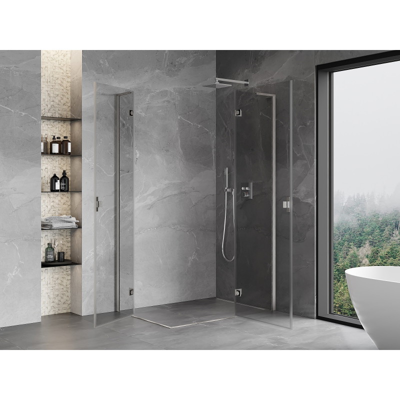 Mexen Mist-H L Duo sprchová kabina otočná pravá 105 x 120 cm, transparentní, kartáčovaný nikl - 8A5L-105L-120P-97-00