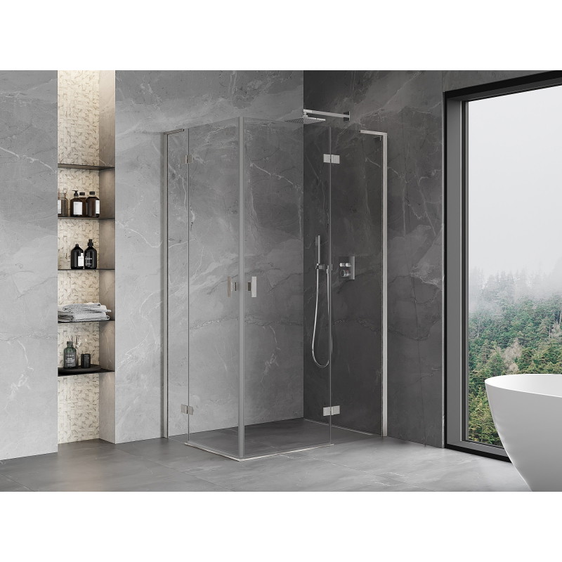 Mexen Mist-H L Duo sprchová kabina otočná pravá 105 x 120 cm, transparentní, kartáčovaný nikl - 8A5L-105L-120P-97-00