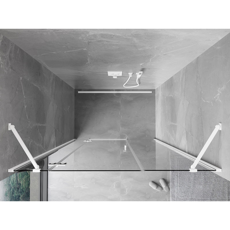 Mexen Mist-H sprchové dveře s levým otvíráním 140 cm, průhledné, bílé - 8A5-140-001-20-00-L