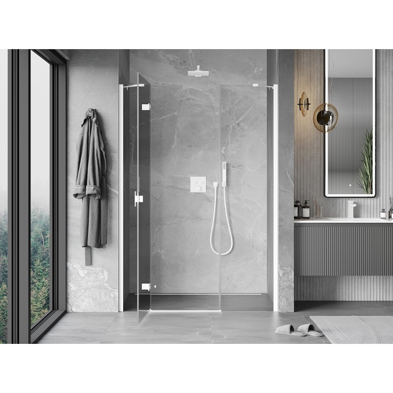Mexen Mist-H sprchové dveře otvírací levé 150 cm, transparentní, bílé - 8A5-150-001-20-00-L
