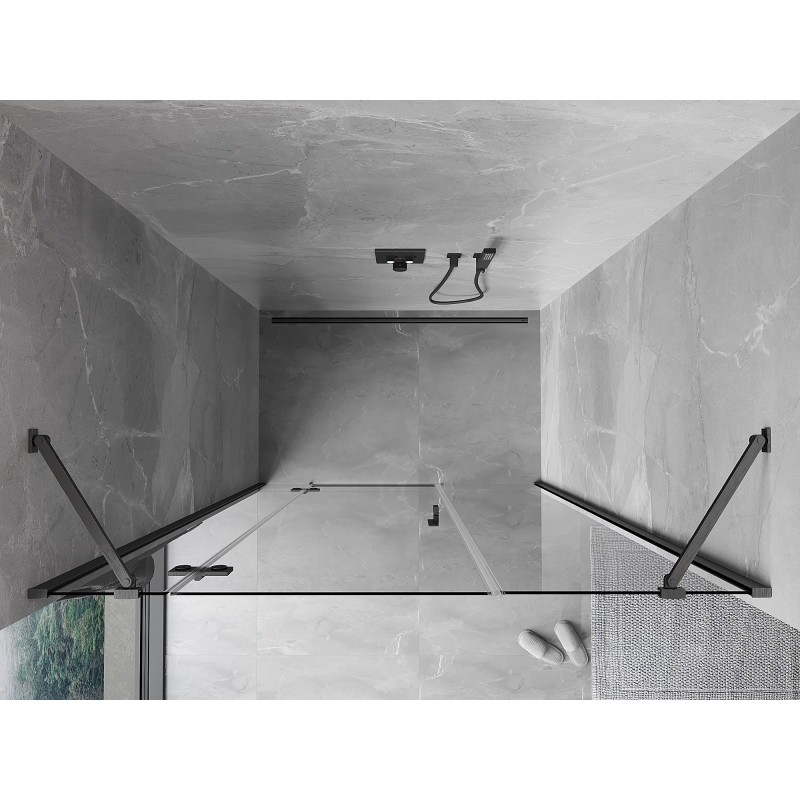 Mexen Mist-H levé otevírací sprchové dveře 140 cm, transparentní, broušená zbraňová šedá - 8A5-140-001-66-00-L