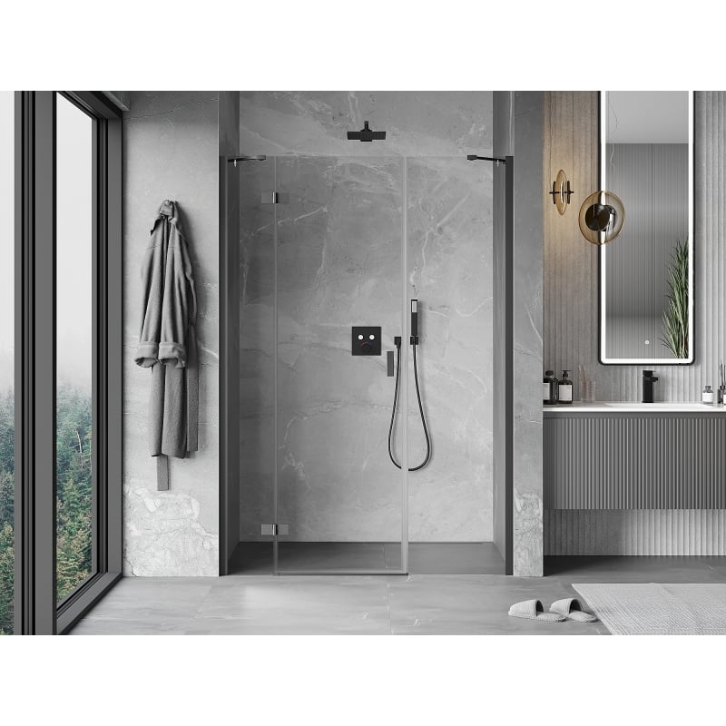 Mexen Mist-H sprchové dveře otvíravé levé 160 cm, transparentní, gun metal - 8A5-160-001-95-00-L