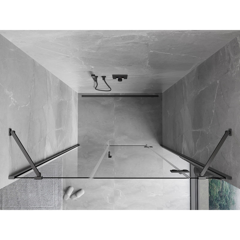 Mexen Mist-H sprchové dveře otevírací pravé 155 cm, transparentní, gun metal - 8A5-155-001-95-00-P