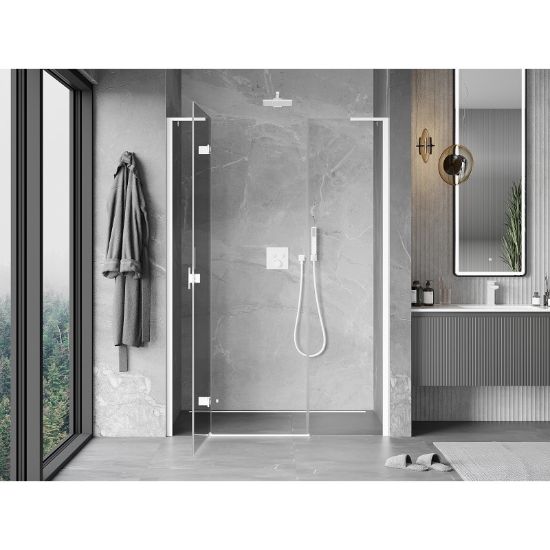 Mexen Mist-H L sprchové dveře otočné levé 130 cm, průhledné, bílé - 8A5L-130-001-20-00-L