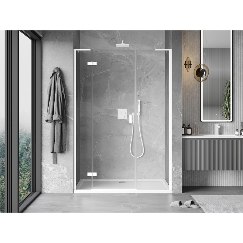 Mexen Mist-H L sprchové dveře otočné levé 130 cm, průhledné, bílé - 8A5L-130-001-20-00-L