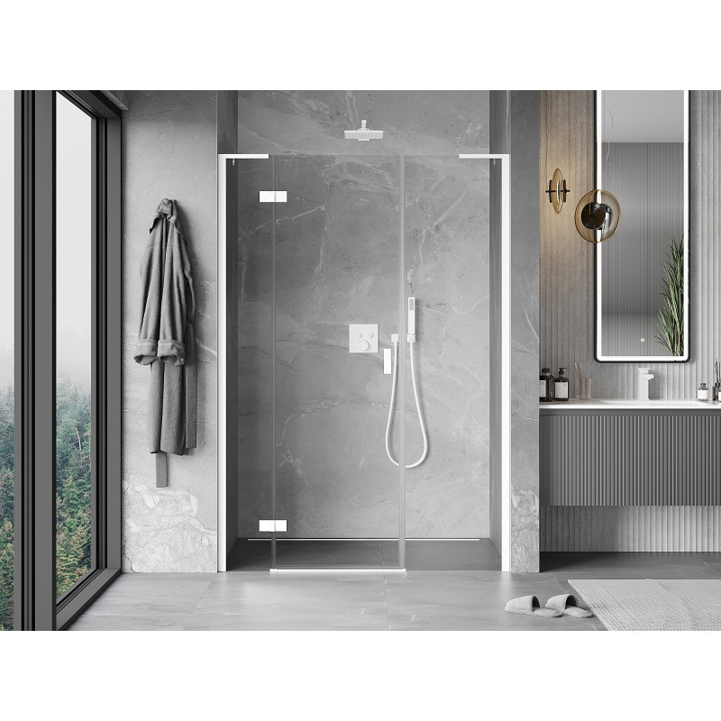 Mexen Mist-H L levé otevírací sprchové dveře 145 cm, transparentní, bílé - 8A5L-145-001-20-00-L