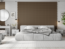 Mexen Lam-SF 02 akustické stěnové lamely 280 x 30 cm, plstěné 9 mm, technická dýha, Tmavý Ořech - S106-280-02-044