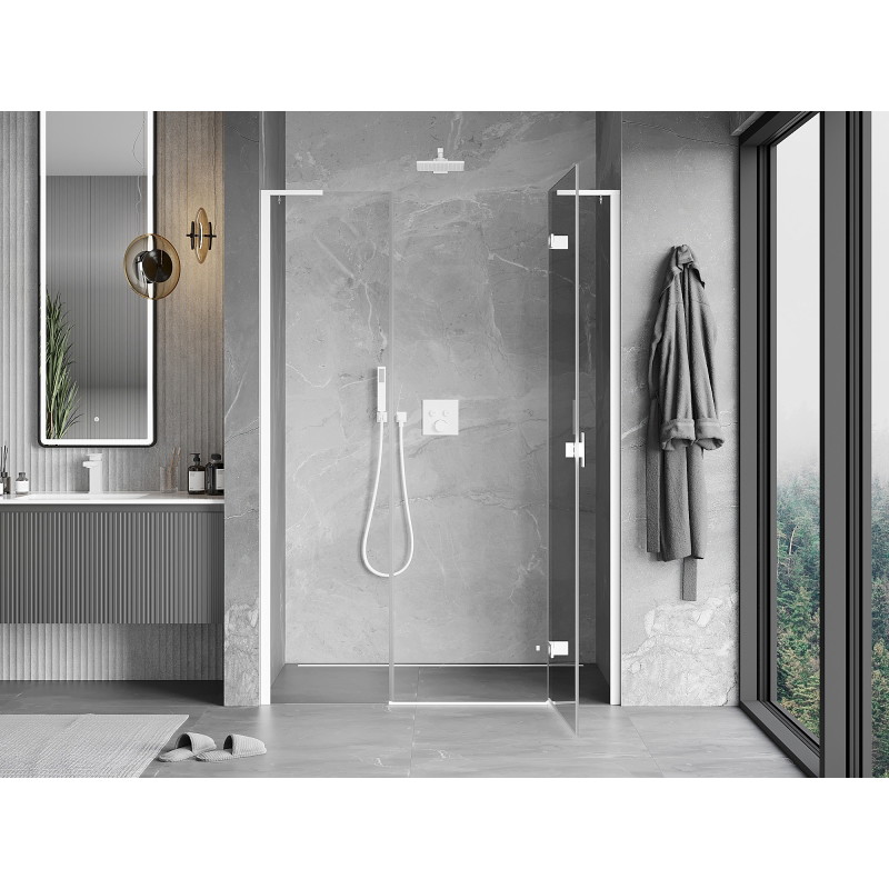 Mexen Mist-H L pravé otvírací sprchové dveře 140 cm, transparentní, bílé - 8A5L-140-001-20-00-P