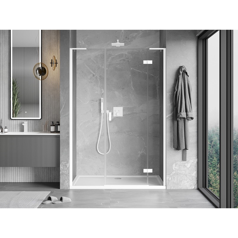 Mexen Mist-H L pravé otvírací sprchové dveře 140 cm, transparentní, bílé - 8A5L-140-001-20-00-P