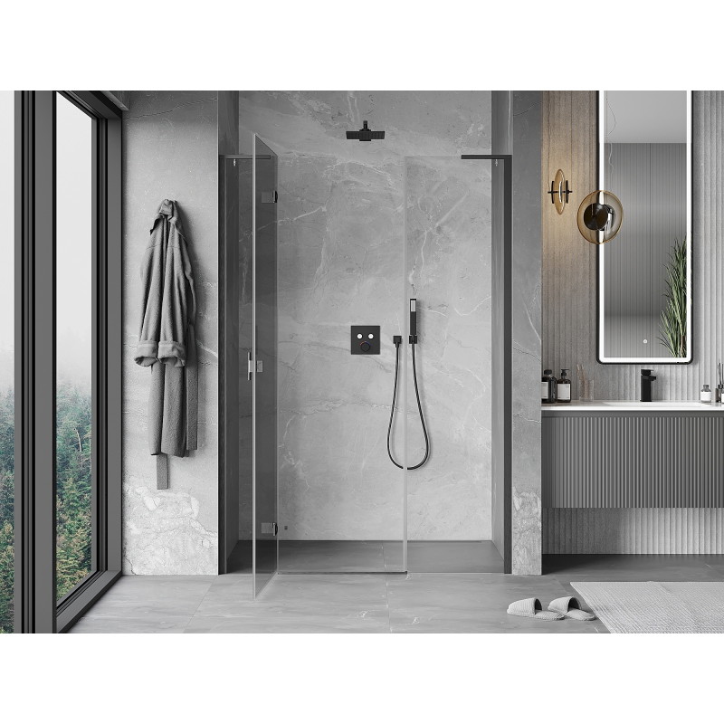 Mexen Mist-H L levé otevírací sprchové dveře 120 cm, průhledné, kartáčovaný šedý gun - 8A5L-120-001-66-00-L