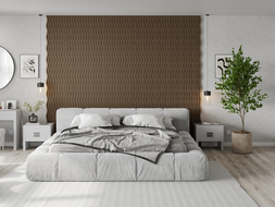 Mexen Lam-SF 01 akustické nástěnné lamely 280 x 30 cm, plsť 9 mm, technická dýha, Tmavý Ořech - S106-280-01-044