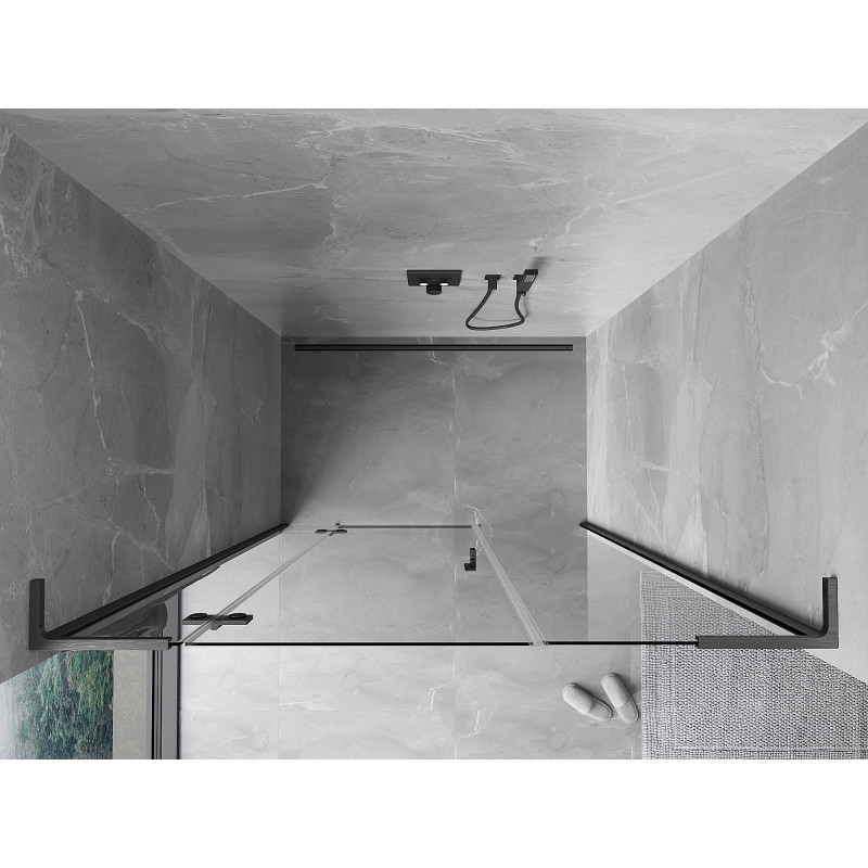 Mexen Mist-H L levé otočné sprchové dveře 145 cm, transparentní, kartáčovaná šedá zbraň - 8A5L-145-001-66-00-L