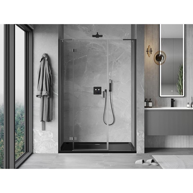Mexen Mist-H L levé sklopné sprchové dveře 130 cm, transparentní, gun metal - 8A5L-130-001-95-00-L