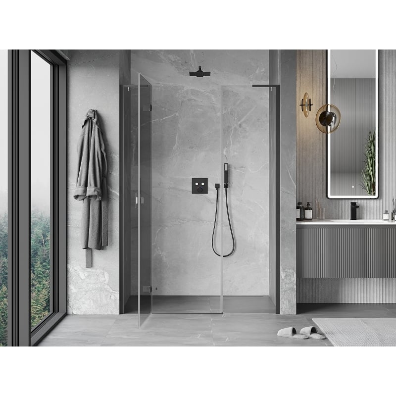 Mexen Mist-H L sprchové dveře otočné levé 160 cm, průhledné, gun metal - 8A5L-160-001-95-00-L