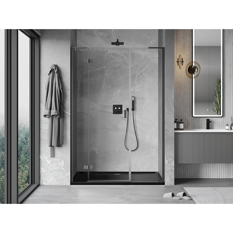 Mexen Mist-H L sprchové dveře otočné levé 160 cm, průhledné, gun metal - 8A5L-160-001-95-00-L