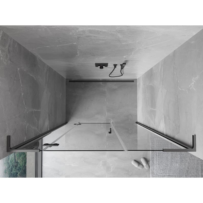 Mexen Mist-H L sprchové dveře otočné levé 160 cm, průhledné, gun metal - 8A5L-160-001-95-00-L