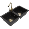Mexen Mario granitový kuchyňský dřez 2-komorový s kuchyňskou baterií Duero, černý - 6504-77-671600-50