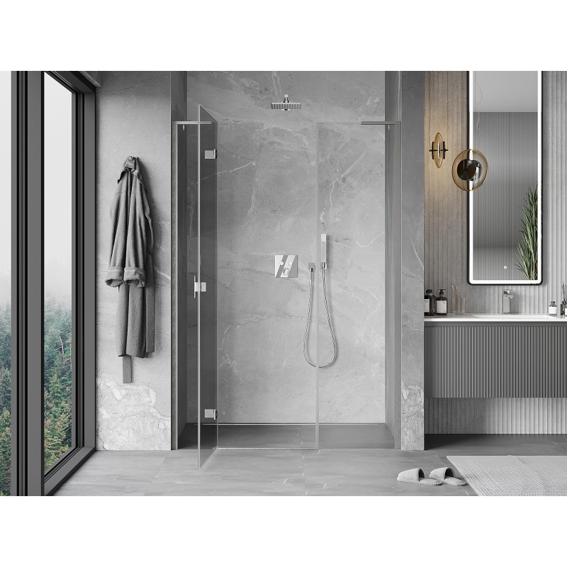 Mexen Mist-H L levé otevírací sprchové dveře 130 cm, transparentní, kartáčovaný nikl - 8A5L-130-001-97-00-L