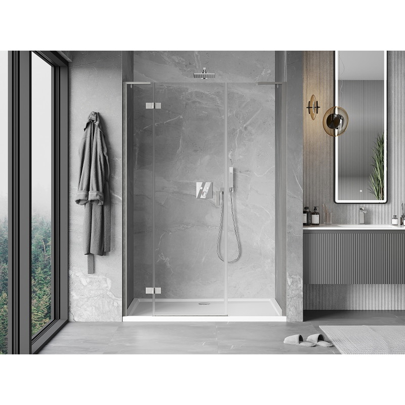 Mexen Mist-H L levé sprchové dveře otevírací 140 cm, transparentní, kartáčovaný nikl - 8A5L-140-001-97-00-L