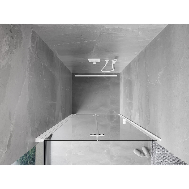 Mexen Mist-F skládací sprchové dveře levé 90 cm, průhledné, bílé - 8A6-090-000-20-00-L