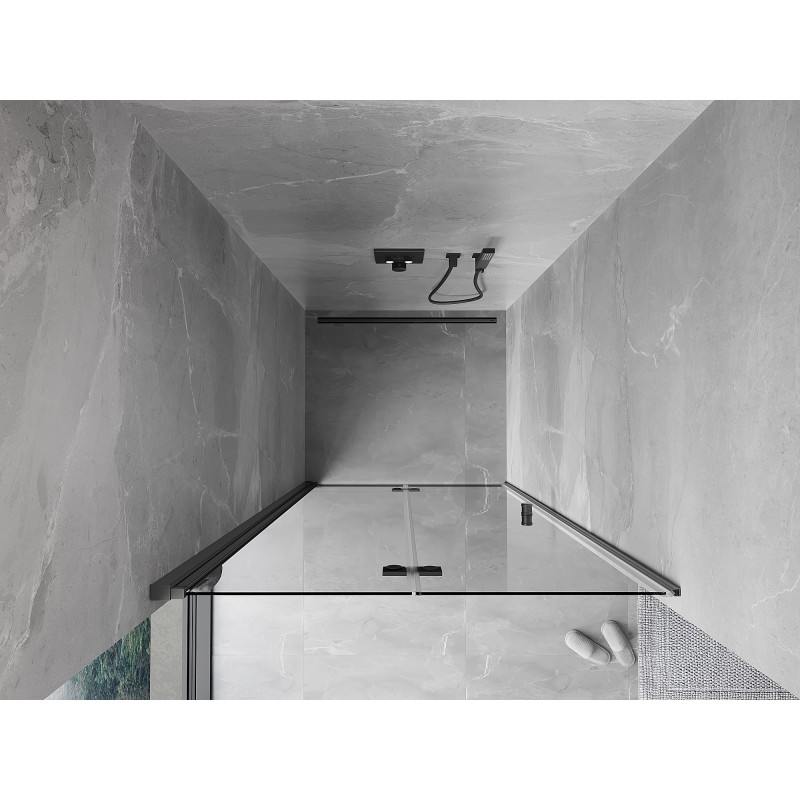 Mexen Mist-F skládací sprchové dveře levé 70 cm, transparentní, gun metal - 8A6-070-000-95-00-L