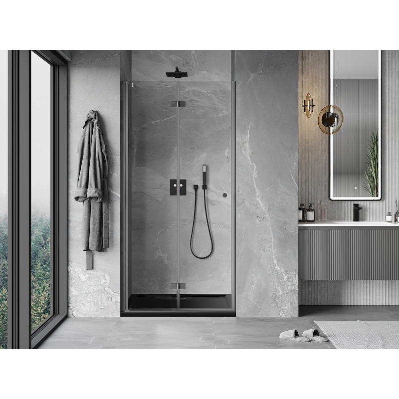 Mexen Mist-F skládací sprchové dveře levé 80 cm, transparentní, gun metal - 8A6-080-000-95-00-L