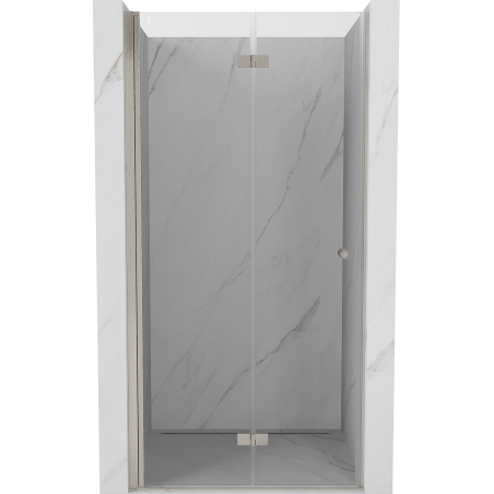 Mexen Mist-F skládací sprchové dveře levé 90 cm, transparentní, kartáčovaný nikl - 8A6-090-000-97-00-L
