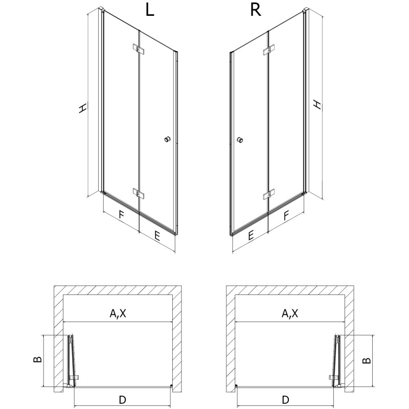Mexen Mist-F skládací sprchové dveře levé 120 cm, transparentní, kartáčovaný nikl - 8A6-120-000-97-00-L