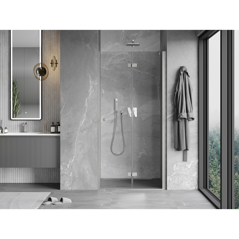 Mexen Mist-F skládací sprchové dveře pravé 75 cm, transparentní, kartáčovaný nikl - 8A6-075-000-97-00-P
