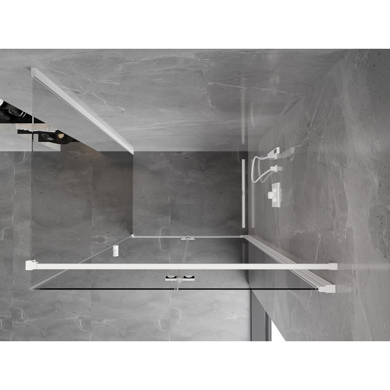 Mexen Mist-F skládací sprchový kout pravý 120 x 90 cm, transparentní, bílý - 8A6T-120-090-20-00-P